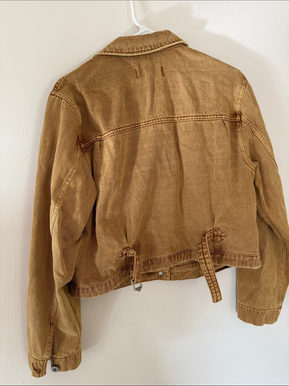 Alex Mill Trucker Jacket Large Caramel Brown Cropped Denim Jacket - Picture 3 of 3